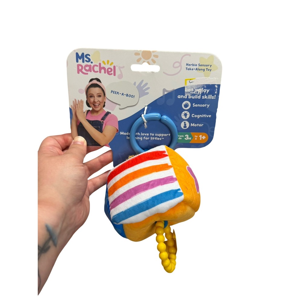 Ms Rachel Herbie Sensory Take-Along Toy NWT Rainbow Plush Stroller Activity Cube